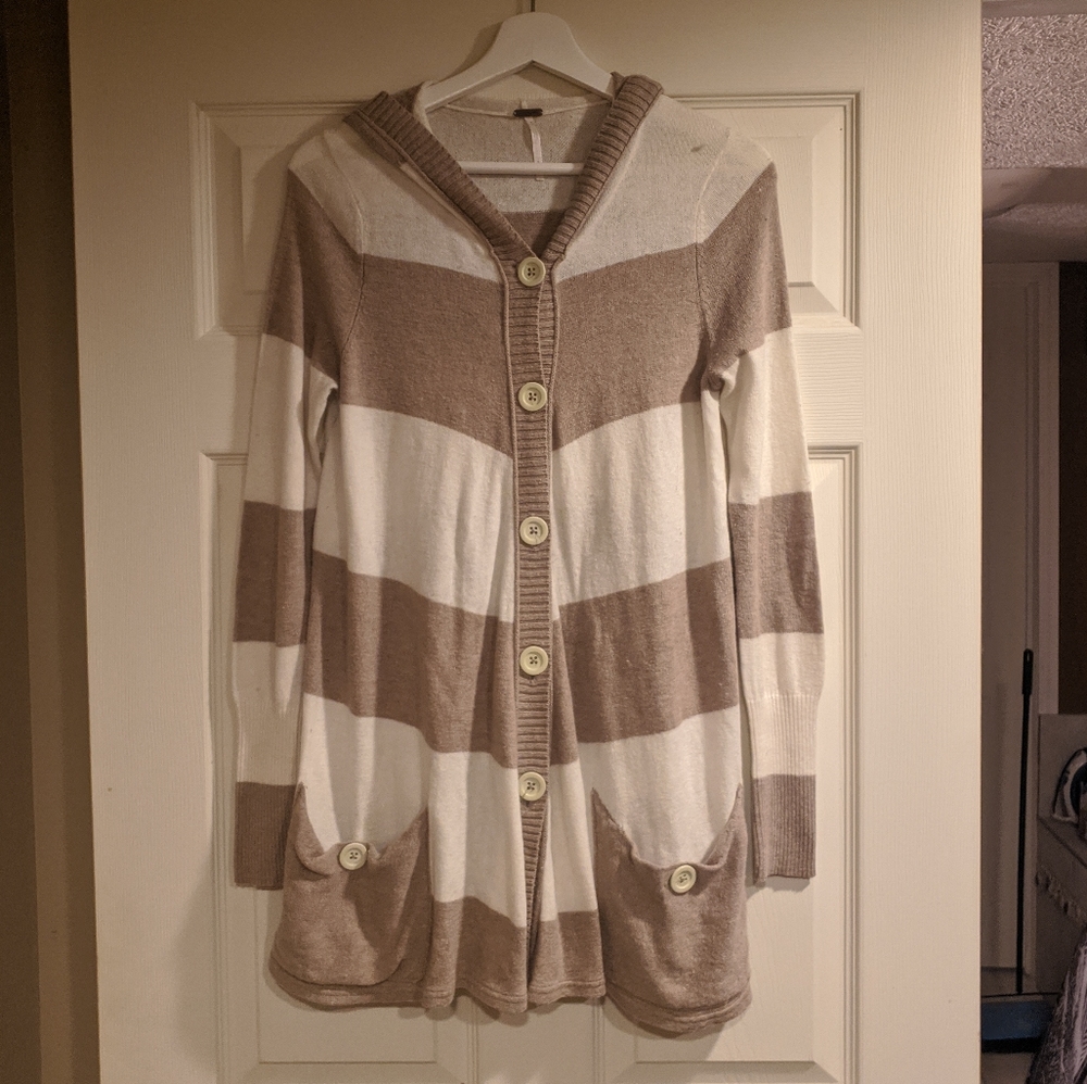 Free People Striped Hooded Sweater